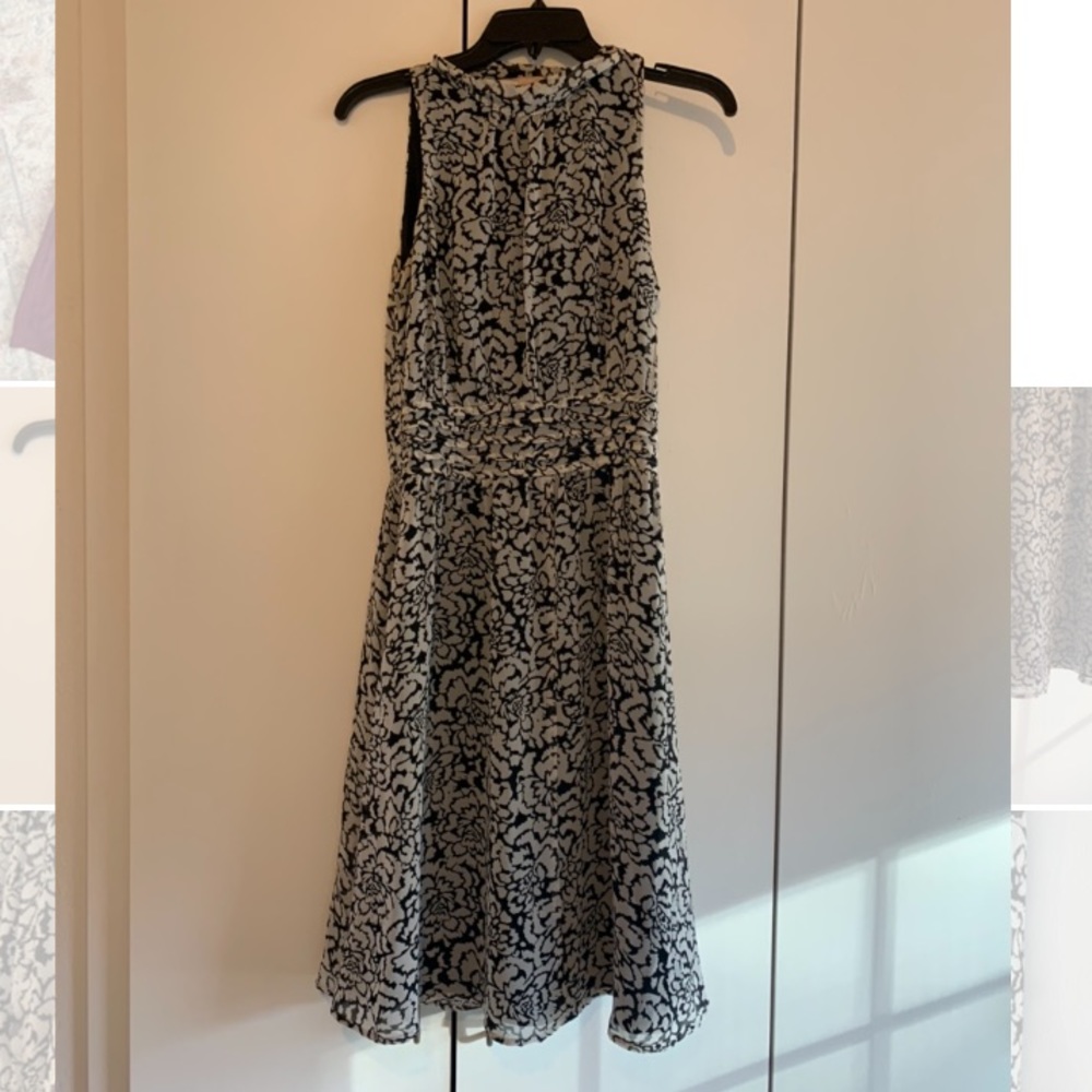 Banana Republic Halter Dress - Black and White Floral
